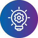 Icon of light bulb with gear inside